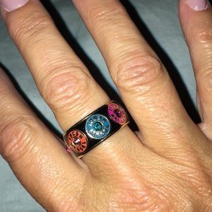 Henri Bendel ring - enamel w/ colored crystals